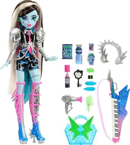 Amped Up Frankie Stein doll with keytar in metallic outfit