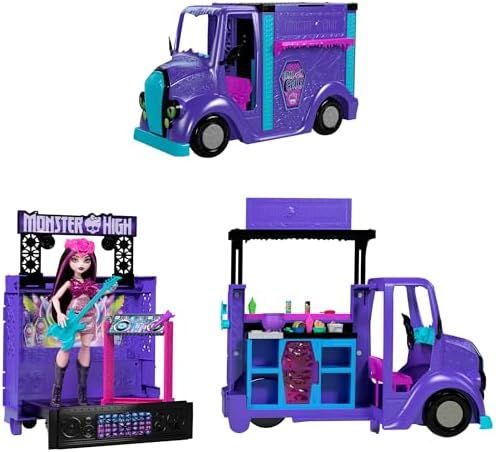 Draculaura doll performing on stage of Rockin' Food Truck playset