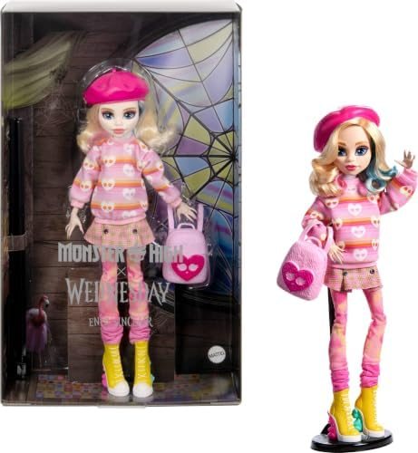 Enid Sinclair collector doll in pink sweater with furry backpack