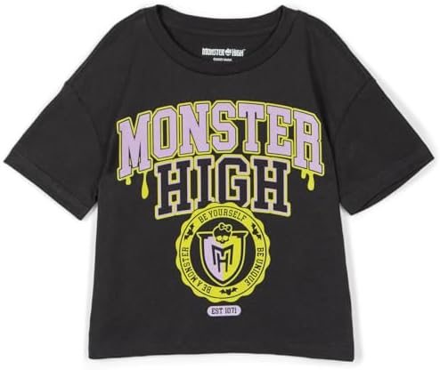 Monster High girls boxy t-shirt in black with logo print