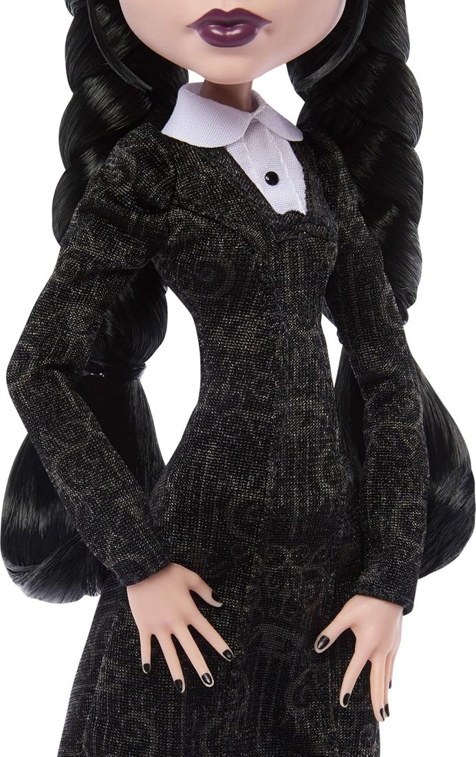 Wednesday Addams Doll in Black Dress view 6